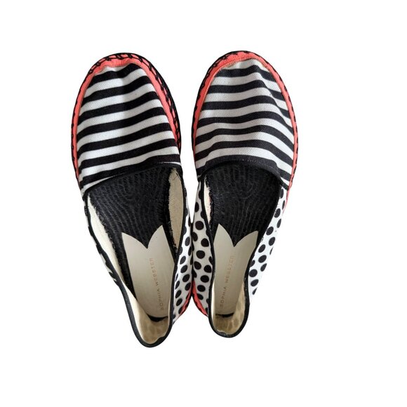 SOPHIA WEBSTER Striped Black White Espadrilles Flats Size 38 / US 8 - Picture 3 of 8